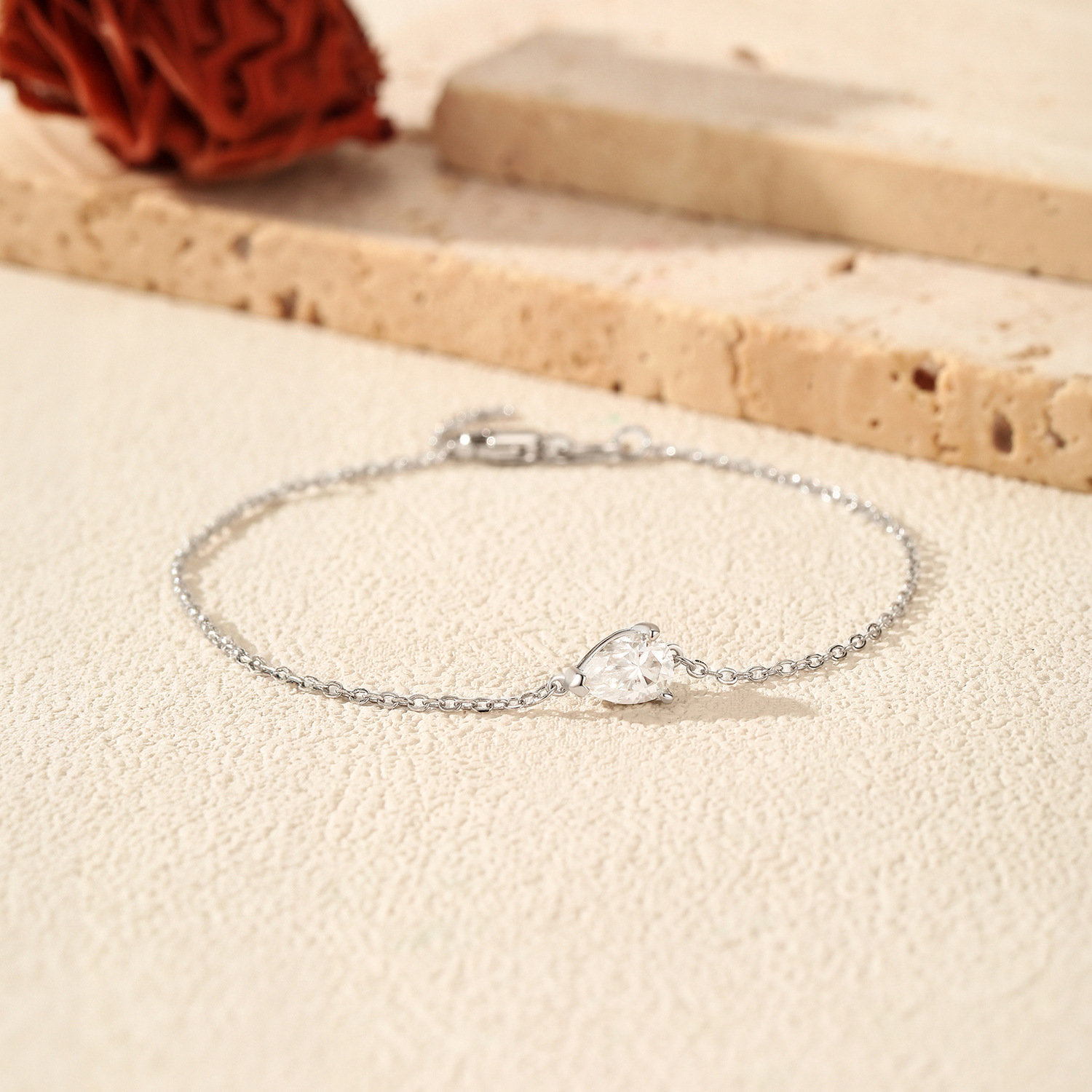 The Moissanite S925 Sterling Silver Teardrop Bracelet - Image 4