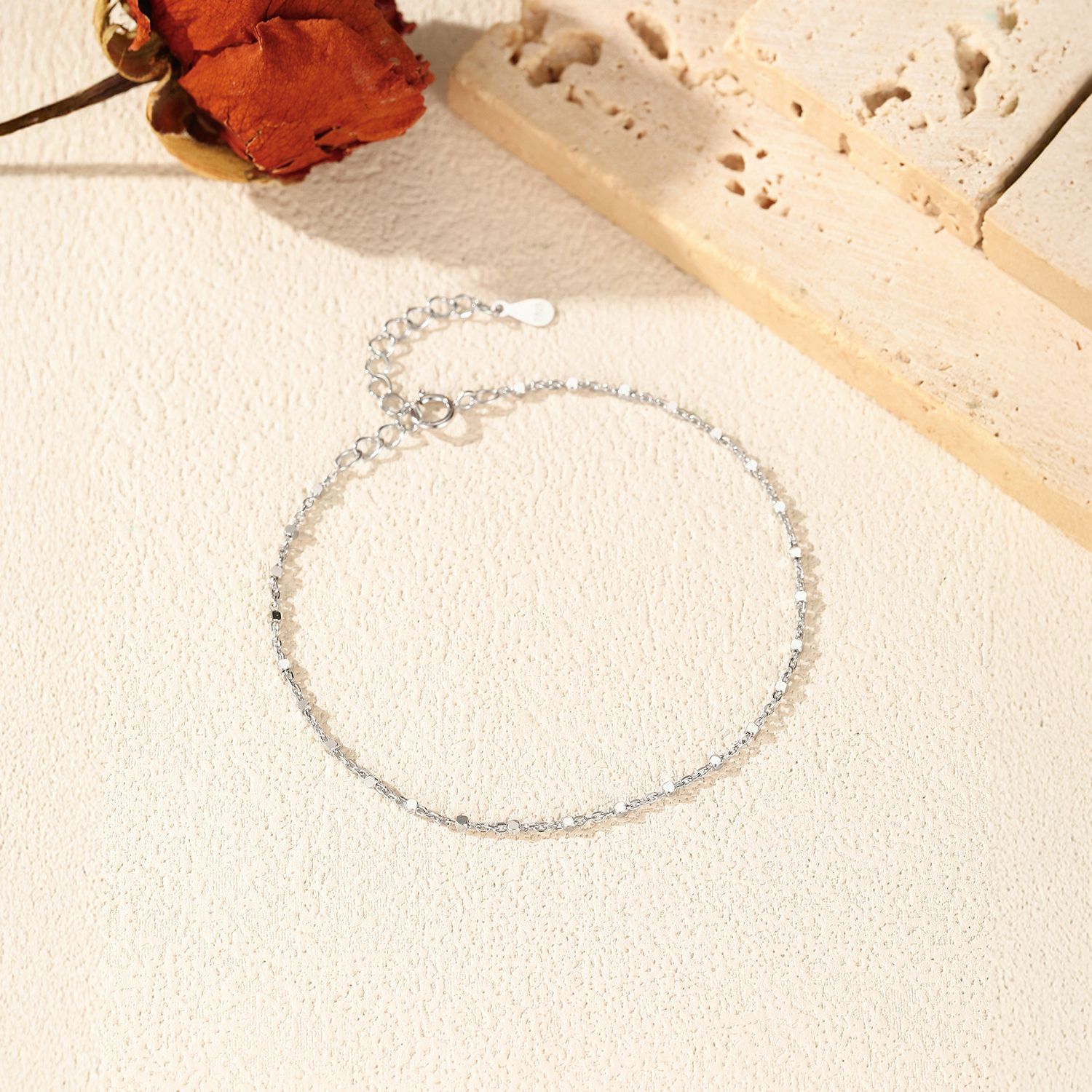 The S925 Sterling Silver Beaded Chain Bracelet - Image 4