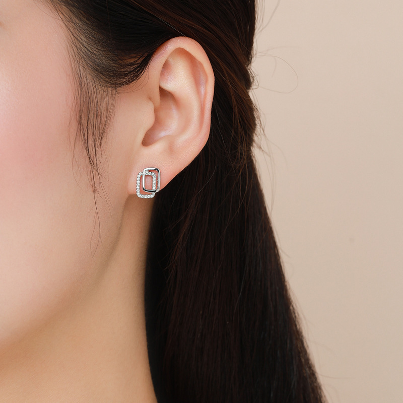 The S925 Sterling Silver 3D Stud Earrings - Image 2