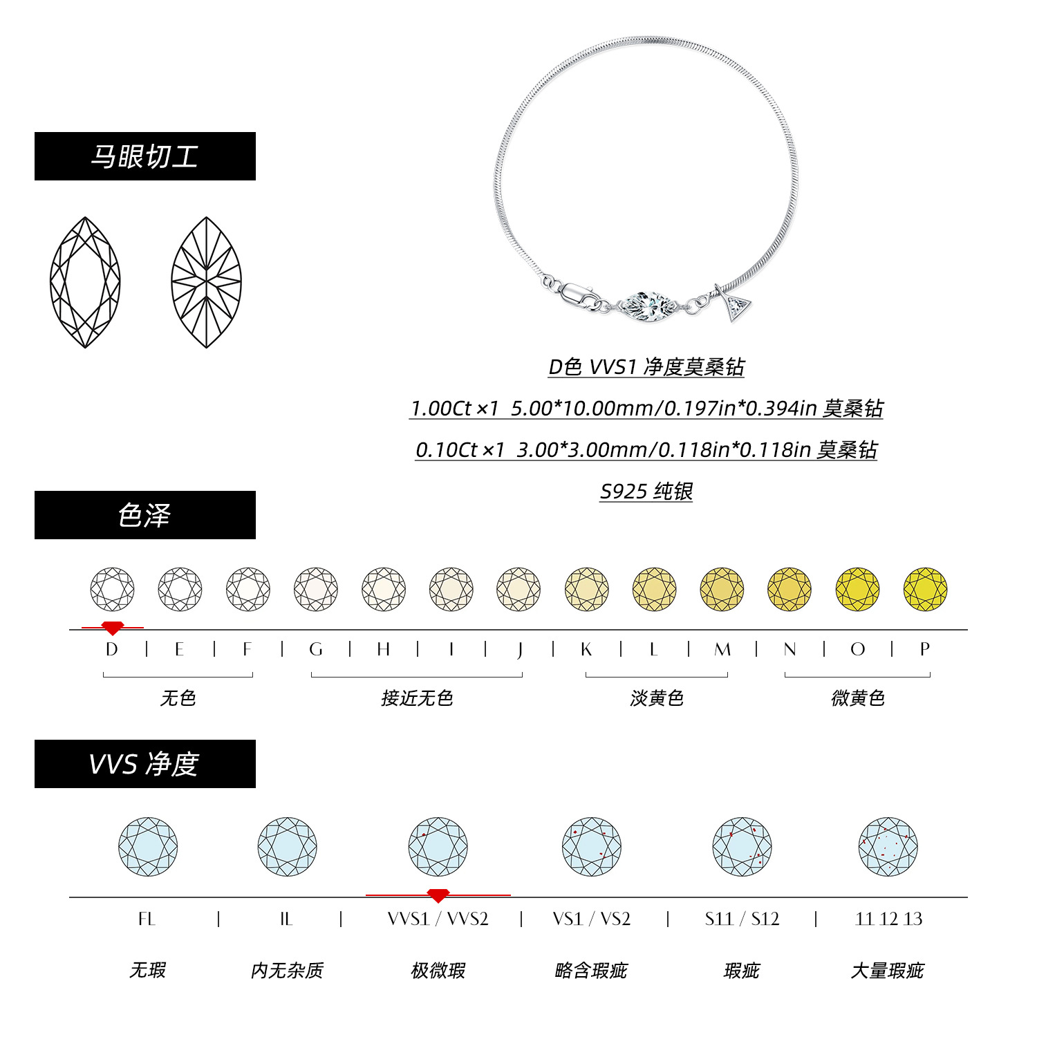 The S925 Silver Marquise Moissanite Bracelet - Image 3