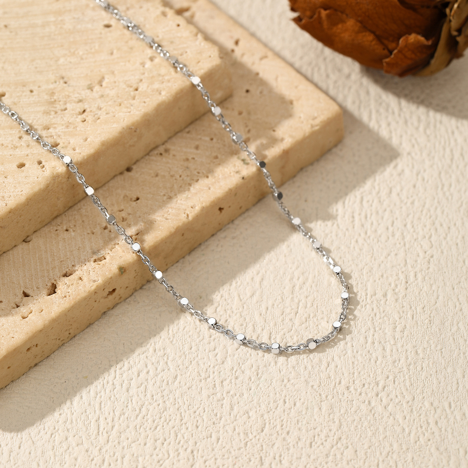 The S925 Sterling Silver Sequins Chain Necklace - Image 4