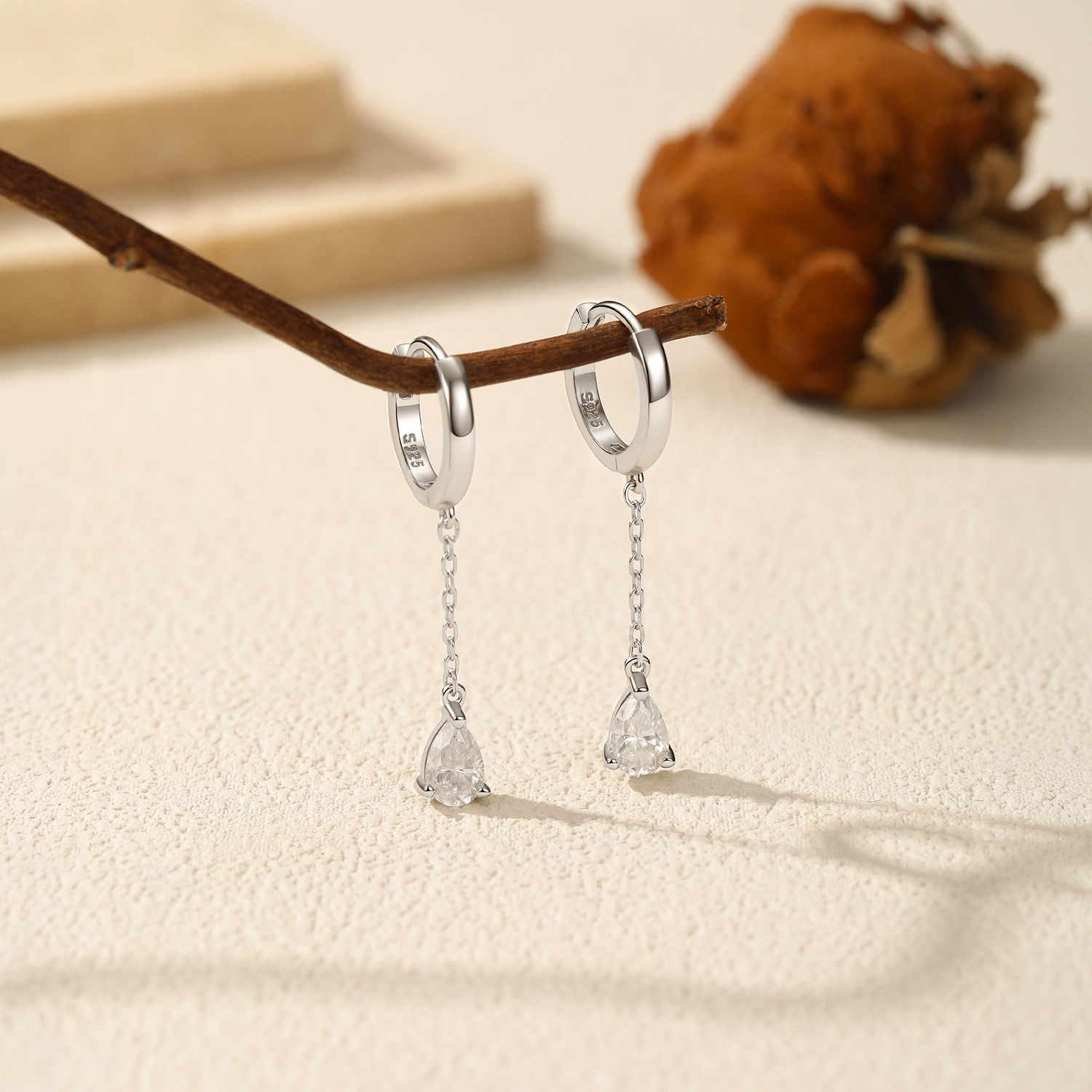 The 50-Point Moissanite Teardrop Pendant Earrings - Image 4