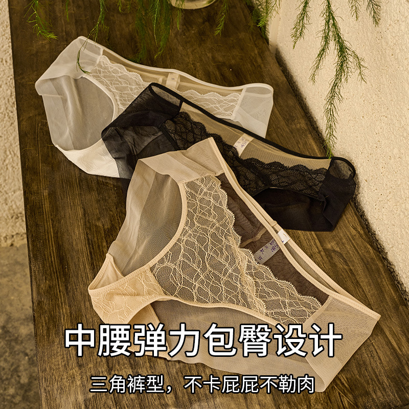 The Mulberry Silk Lace Trim Mid-Rise Bikini Briefs - Image 3