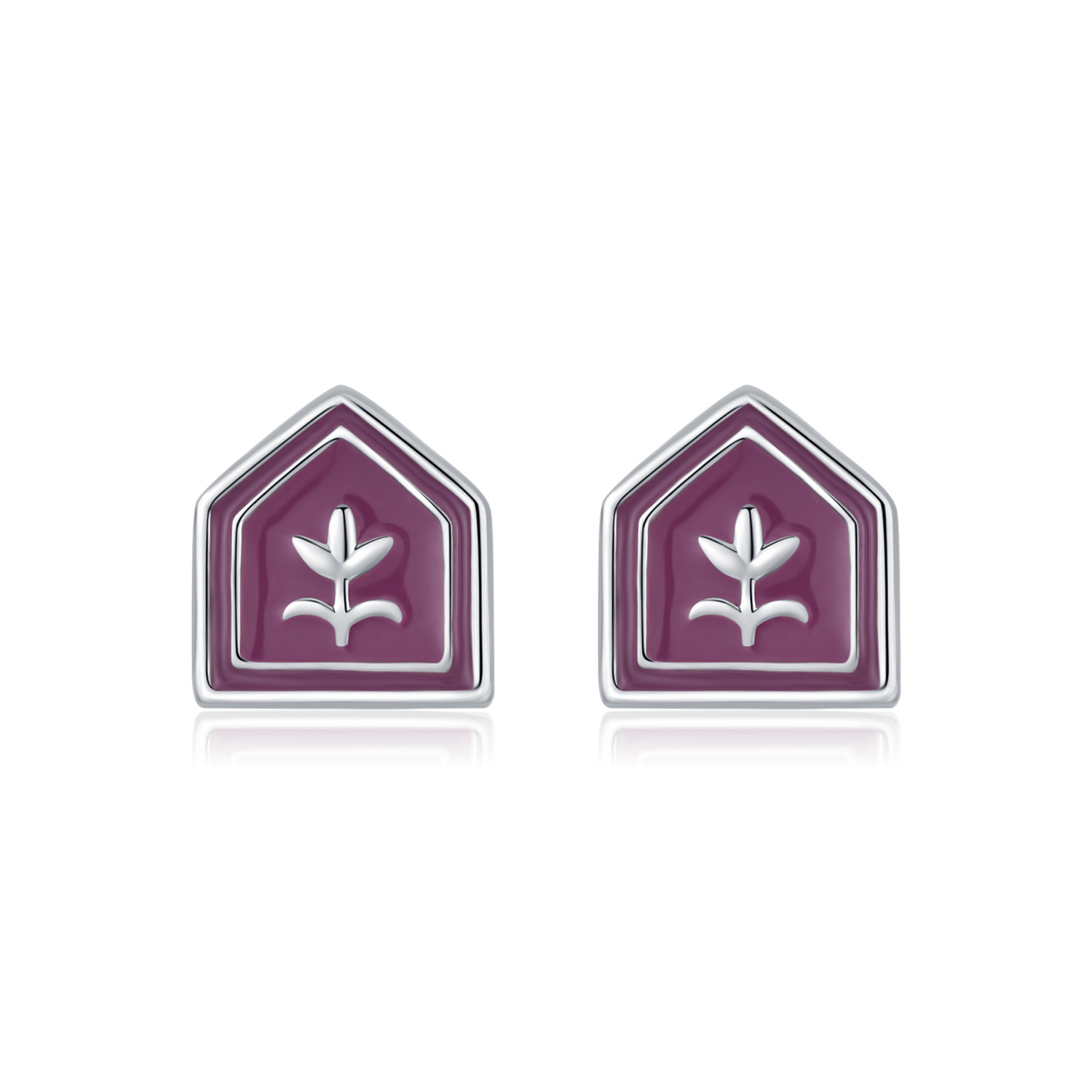 The S925 Sterling Silver Enamel Tulip Badge Earrings - Image 5