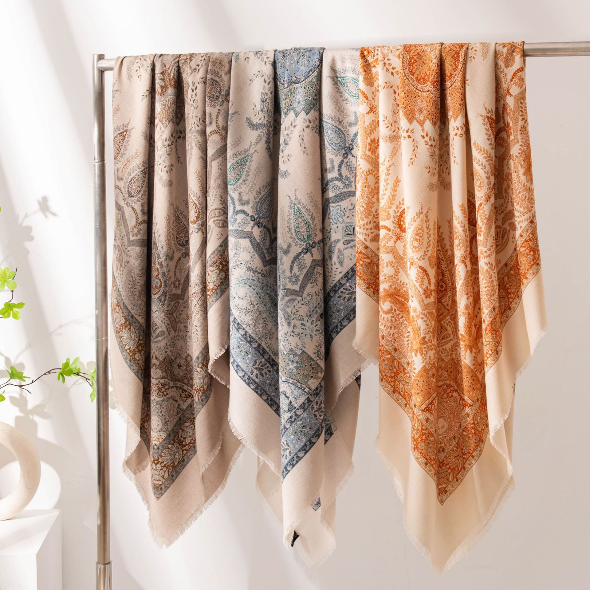 The Vintage Print Silk Wool Square Scarf - Image 4