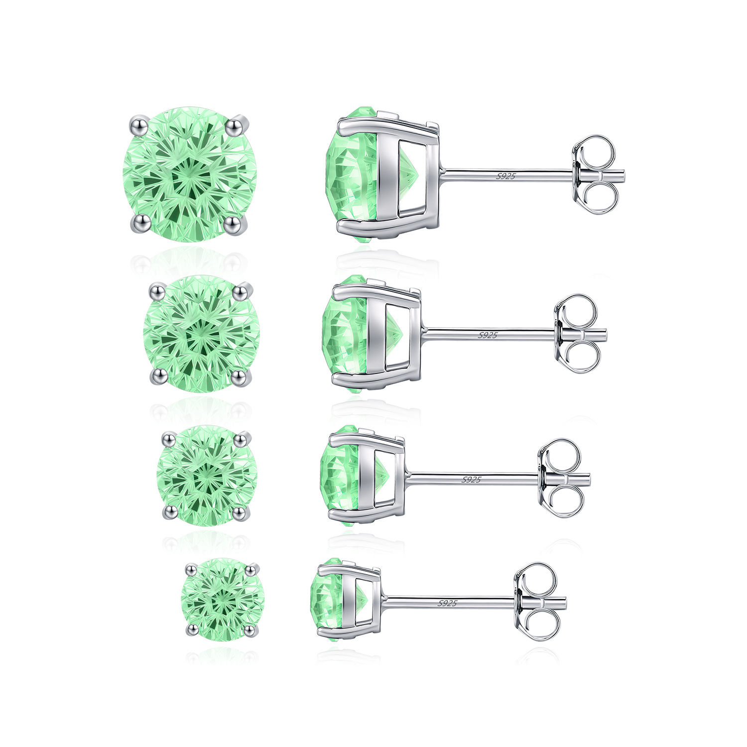The S925 Silver Paraiba Color Firework Stud Earrings - Image 5
