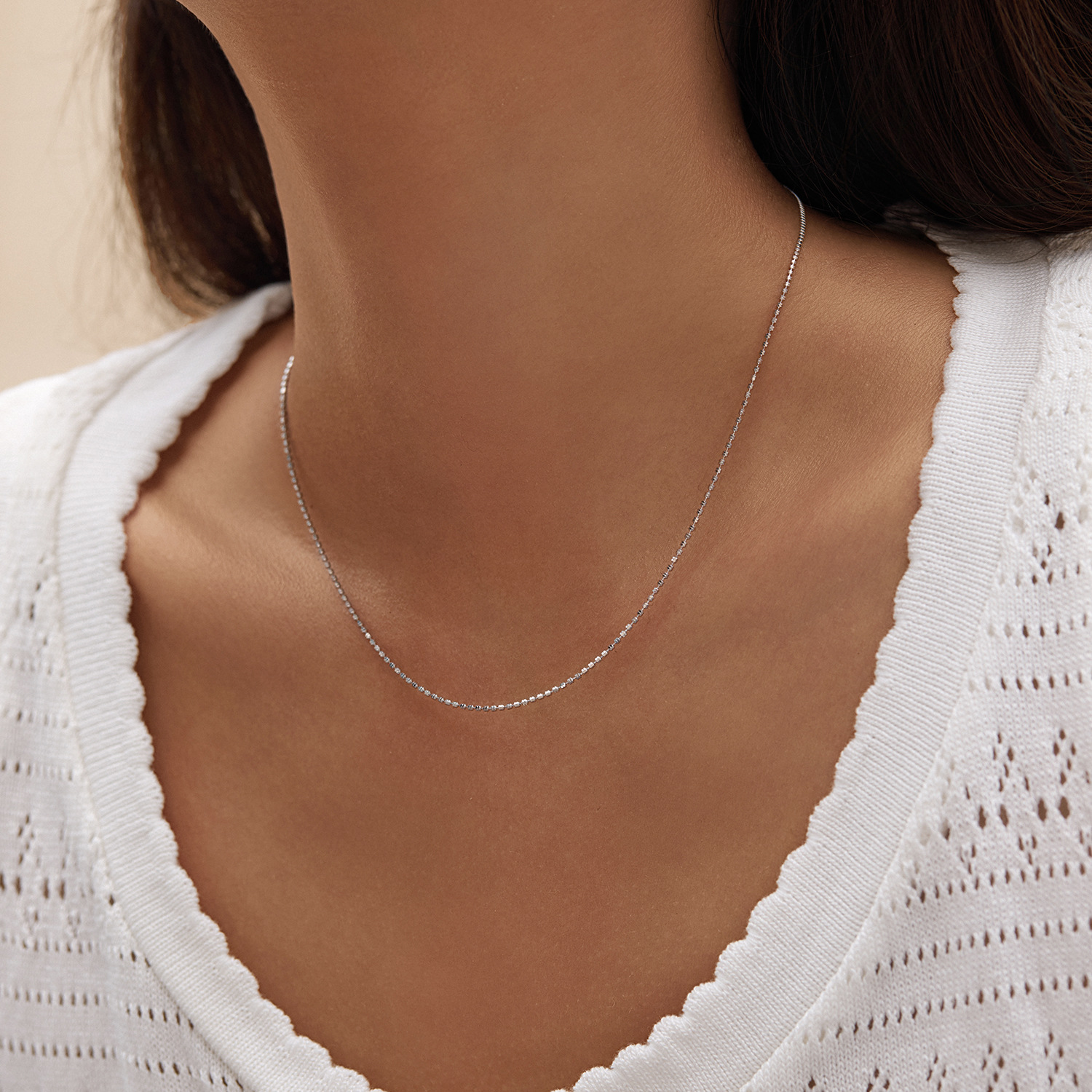 The S925 Sterling Silver Bead Chain Collarbone Necklace - Image 2