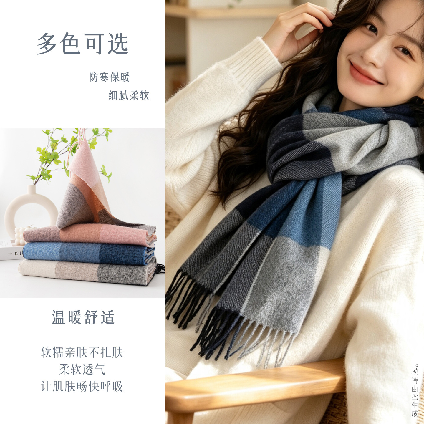 The 100% Wool Plaid Scarf and Shawl