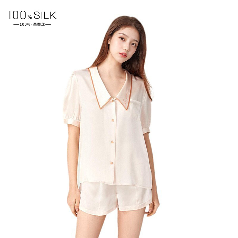 The 100% Mulberry Silk Short Sleeve Short Pajama Set - Image 5
