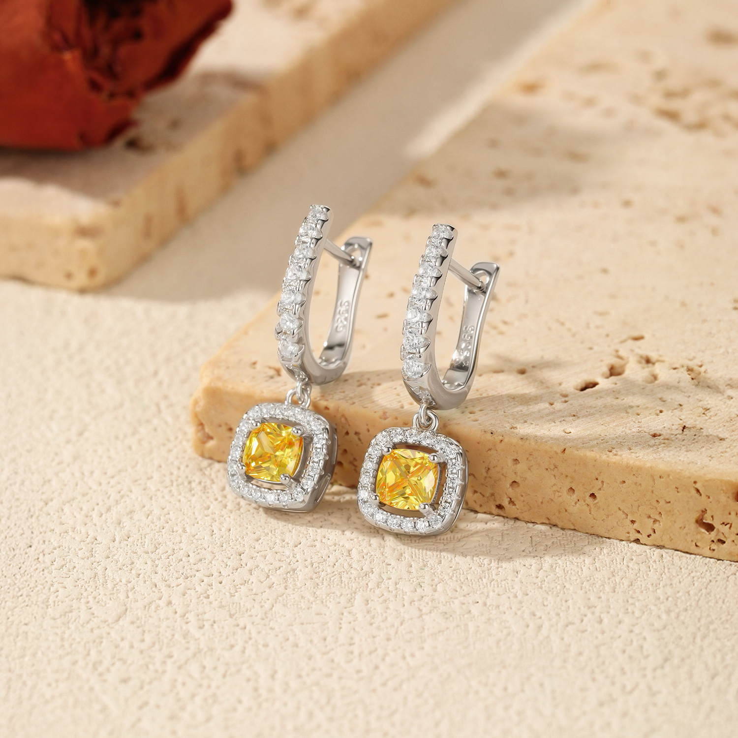 The Sterling Silver Full Diamond Square Candy Ear Cuff - Image 3