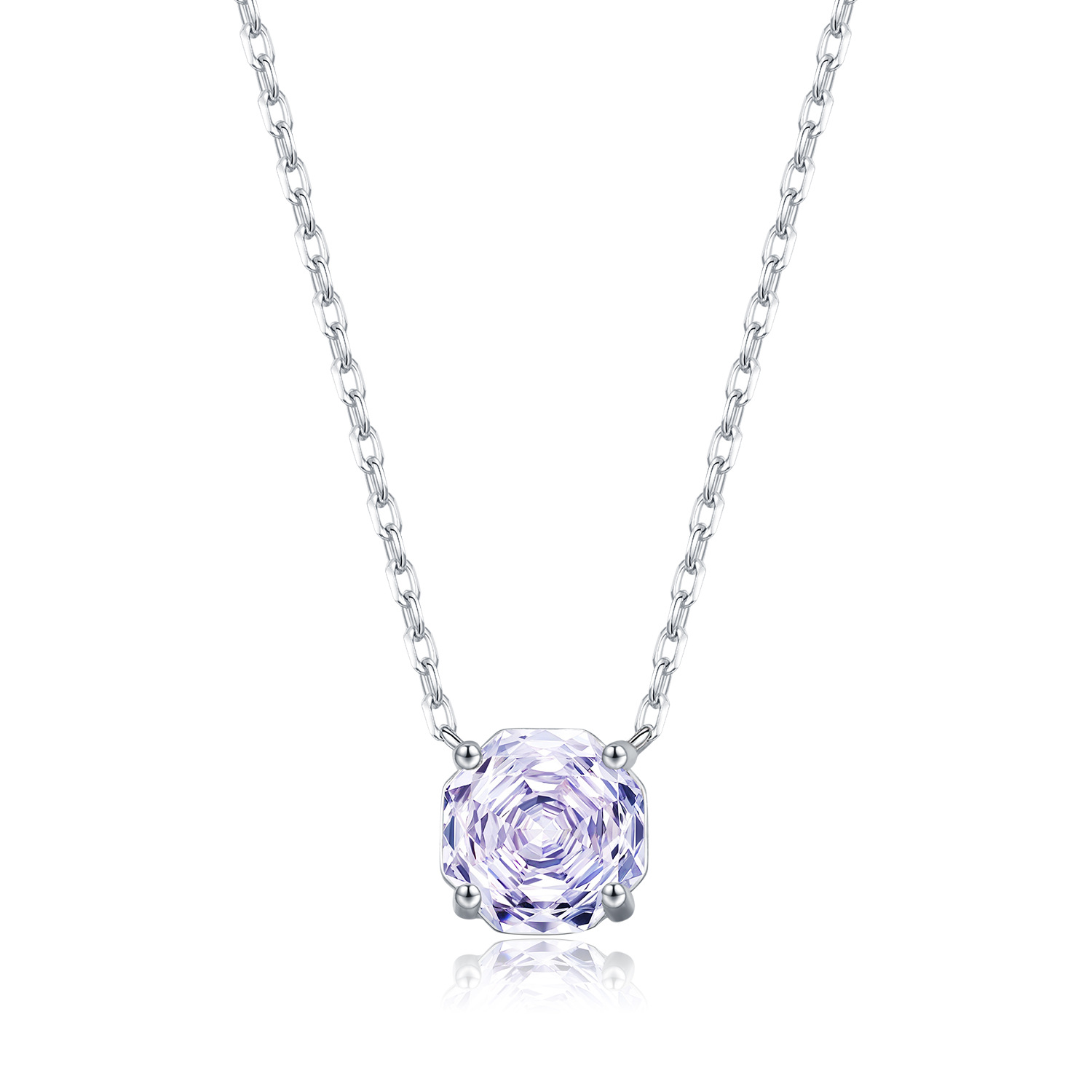 The S925 Sterling Silver Lavender Rose Cut Diamond Collarbone Chain - Image 5