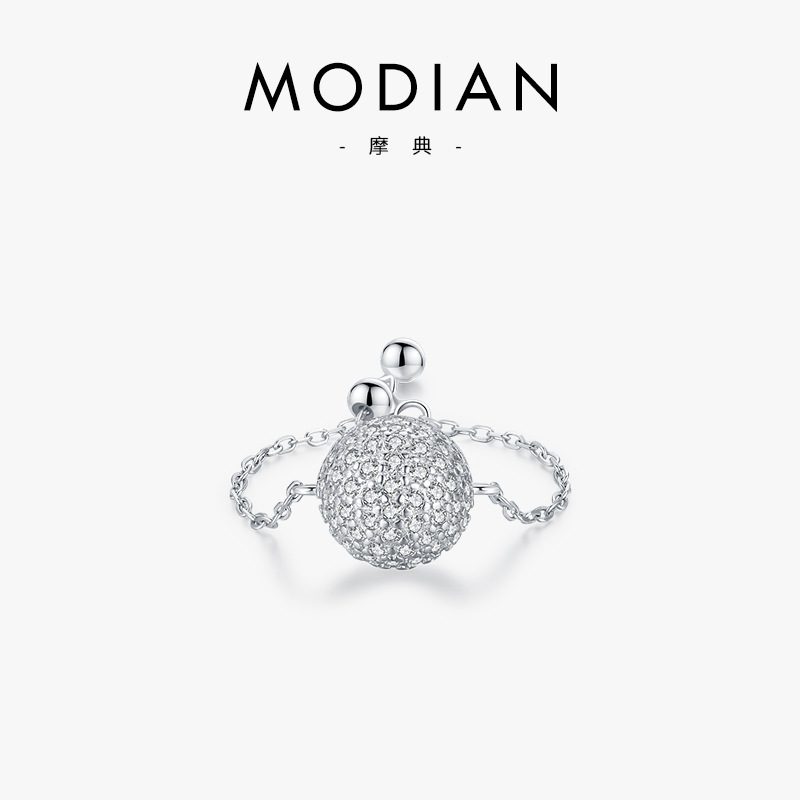 The S925 Sterling Silver Micro-Set Diamond Chain Ring