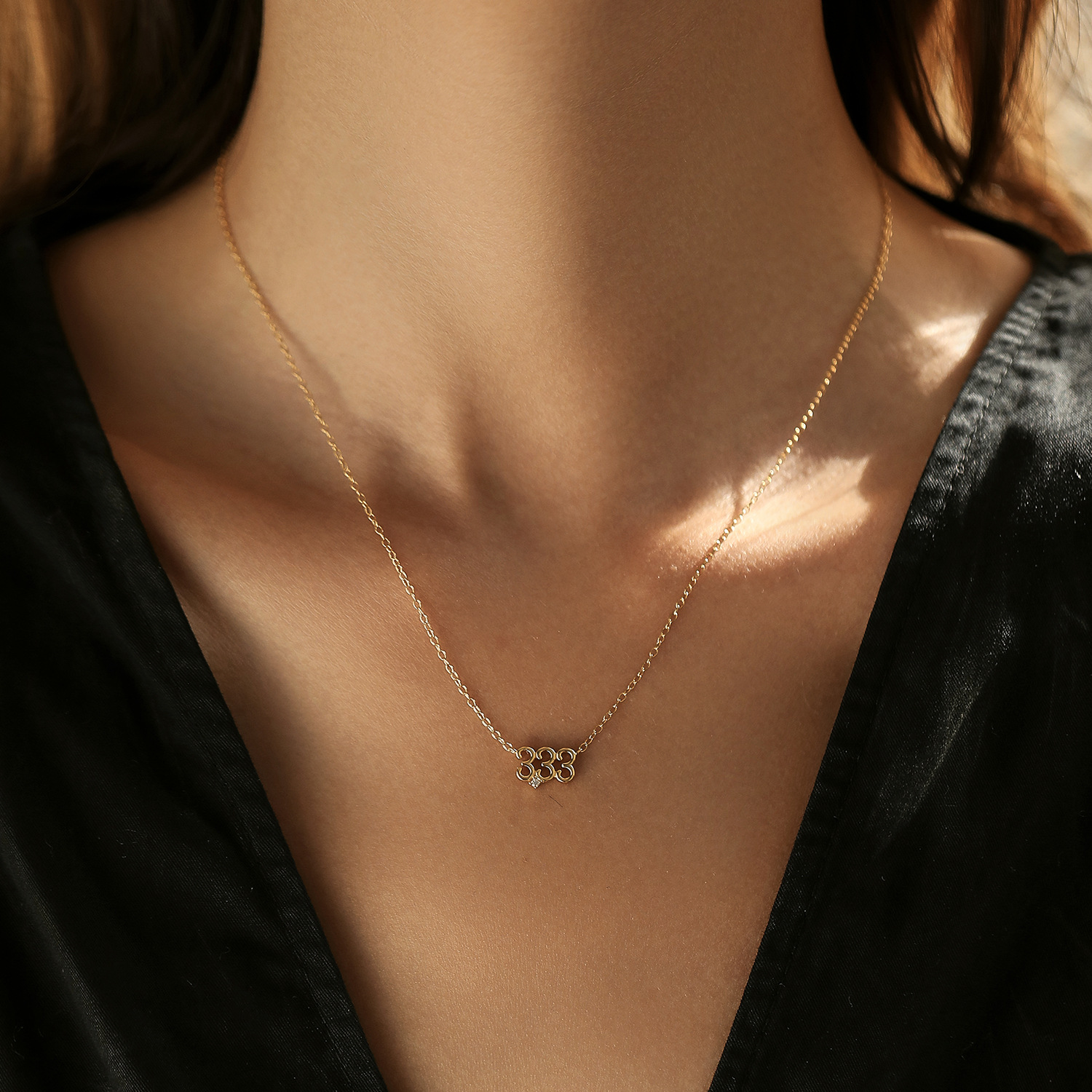 The 925 Sterling Silver Lucky Number 333 Collarbone Chain - Image 2