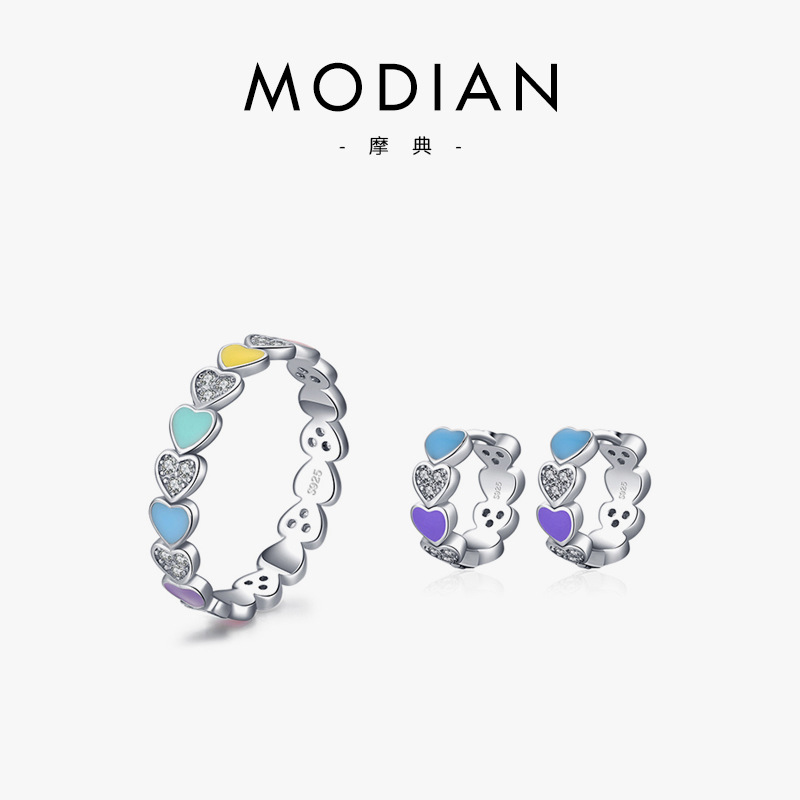 The Heart Enamel Ring in S925 Sterling Silver