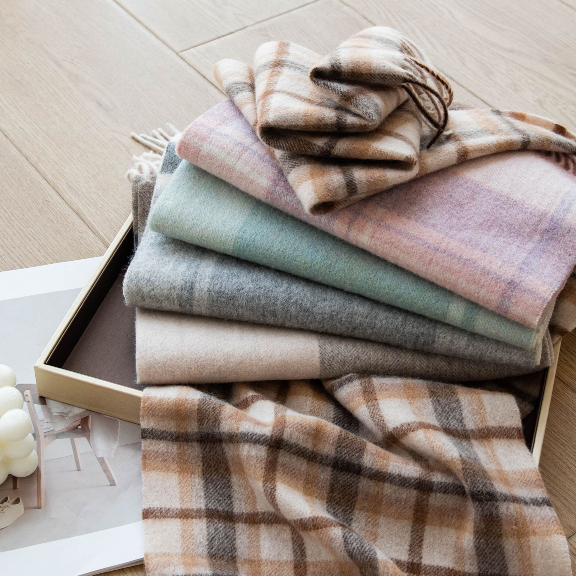 The Double-Sided 100% Lambswool Plaid Wrap