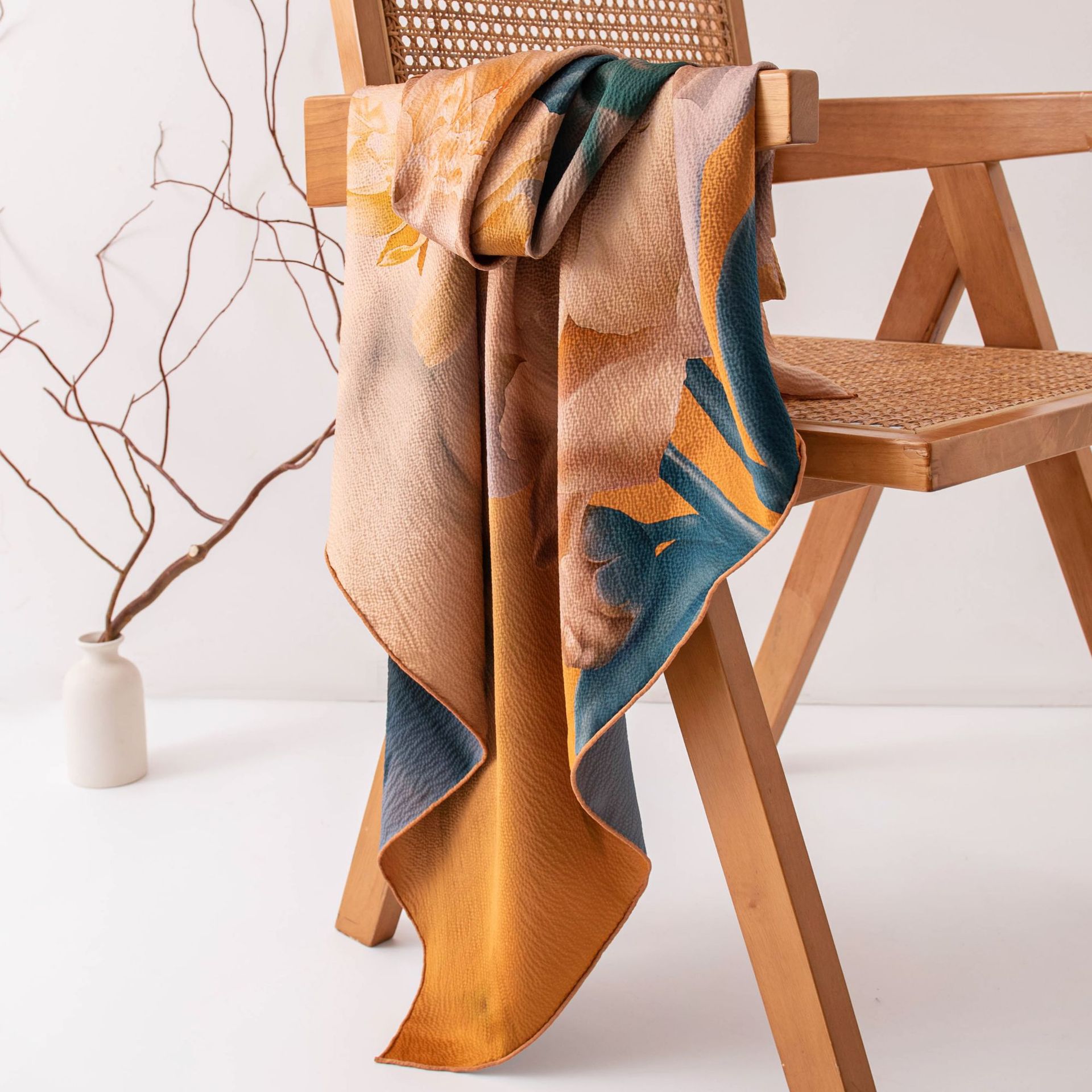 The Double-Sided Pearl Satin Mulberry Silk Square Scarf - Image 4