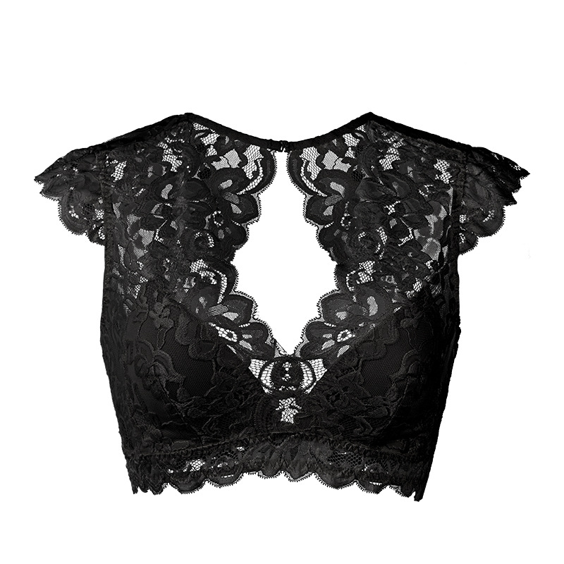 The Mulberry Silk Deep V Backless Bra with Lace Trim - Image 5
