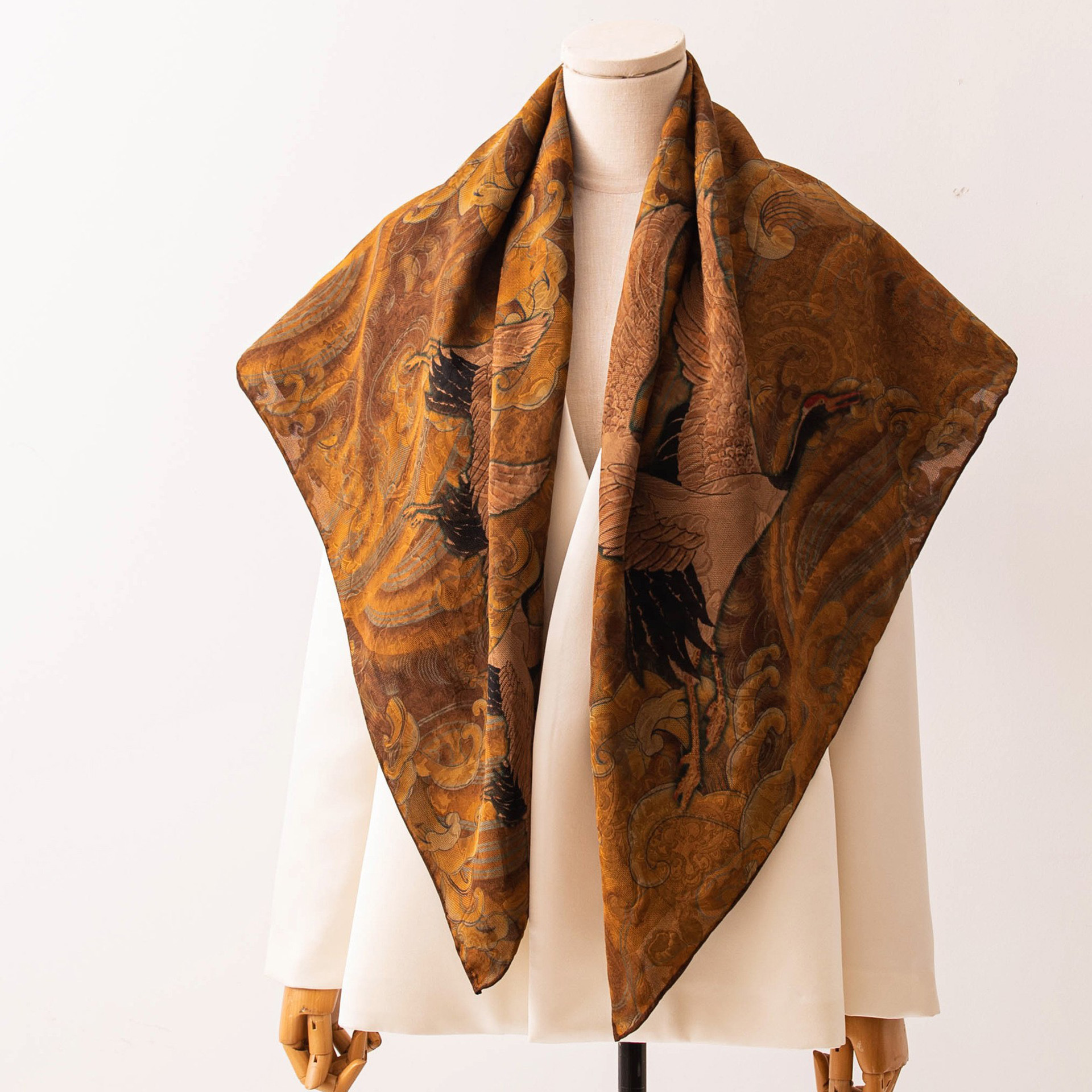 The Xiangyunsha Printed Square Silk Scarf with Gift Box - Image 2