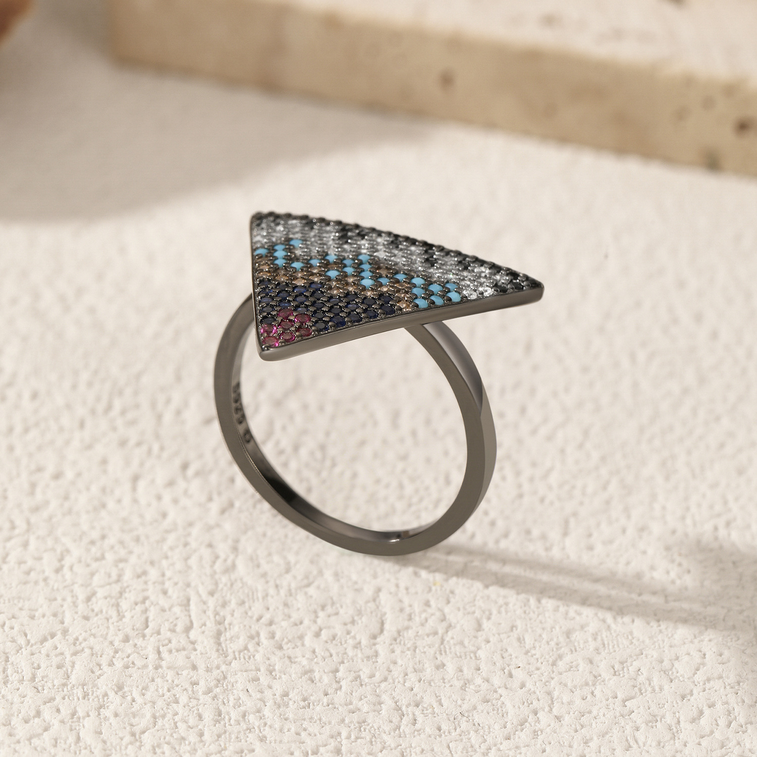The S925 Silver Inverted Triangle Full Diamond Ring - Image 4
