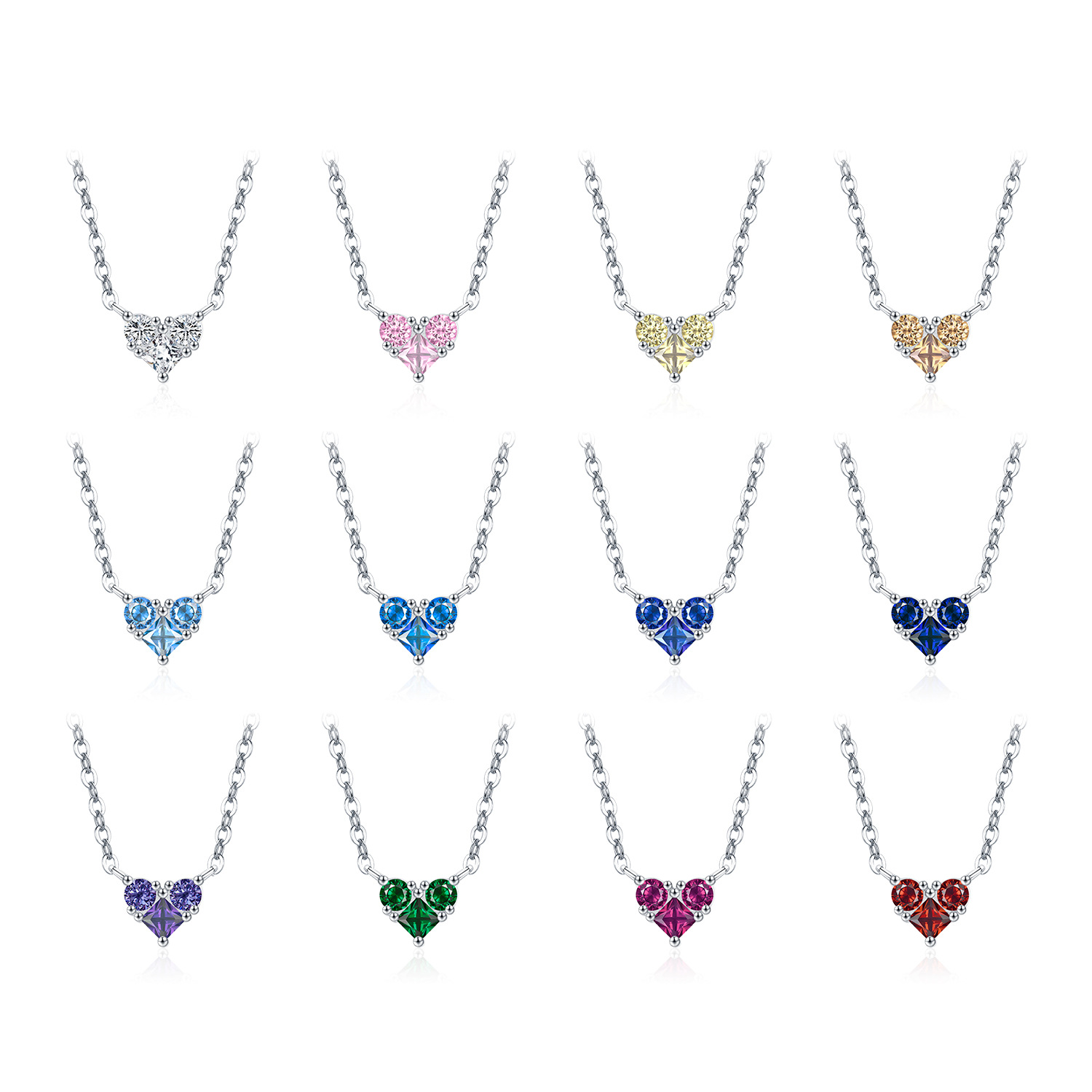 The S925 Sterling Silver Heart Diamond Birthstone Pendant - Image 5