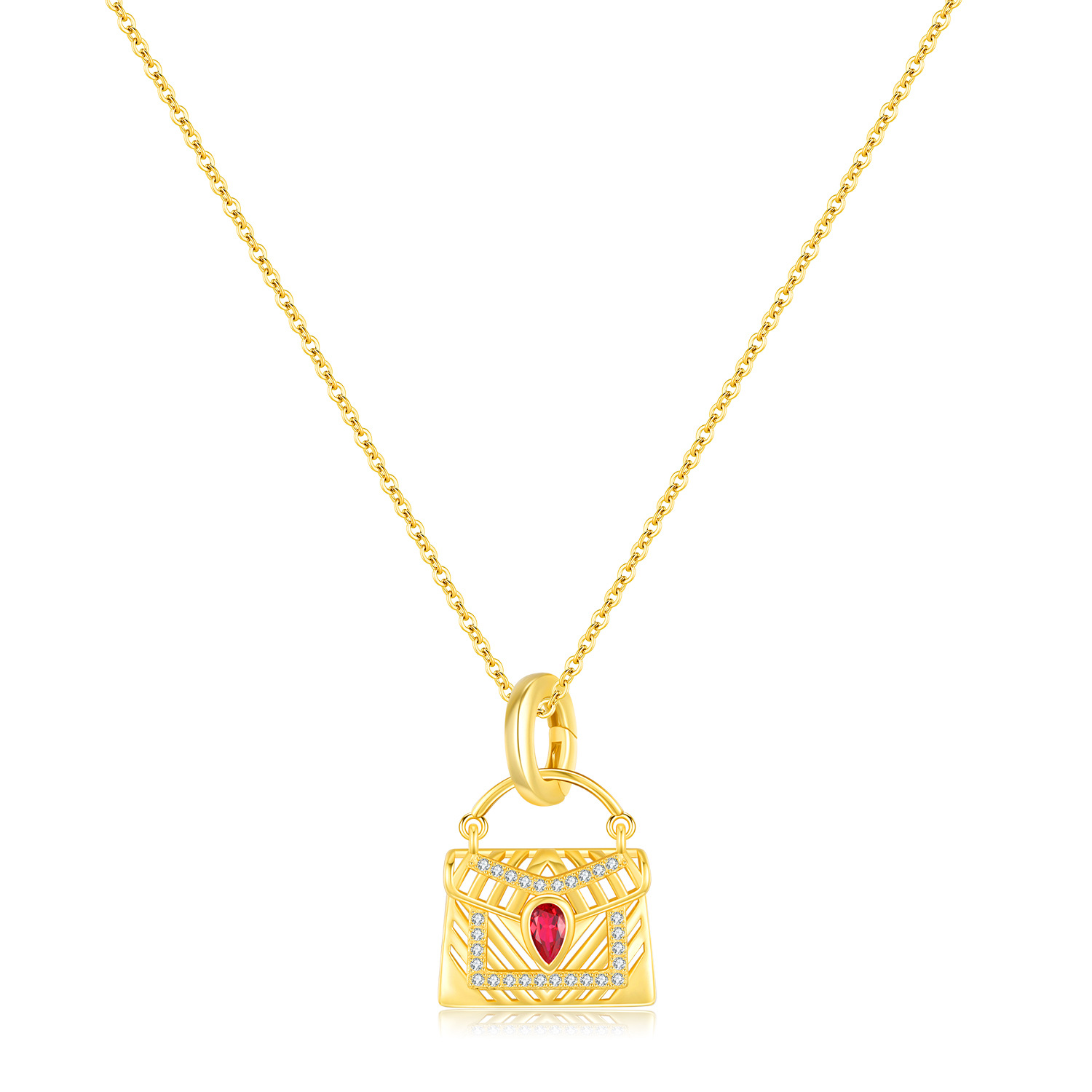 The Pigeon Blood Red Simulated Gemstone S925 Sterling Silver Necklace - Image 5