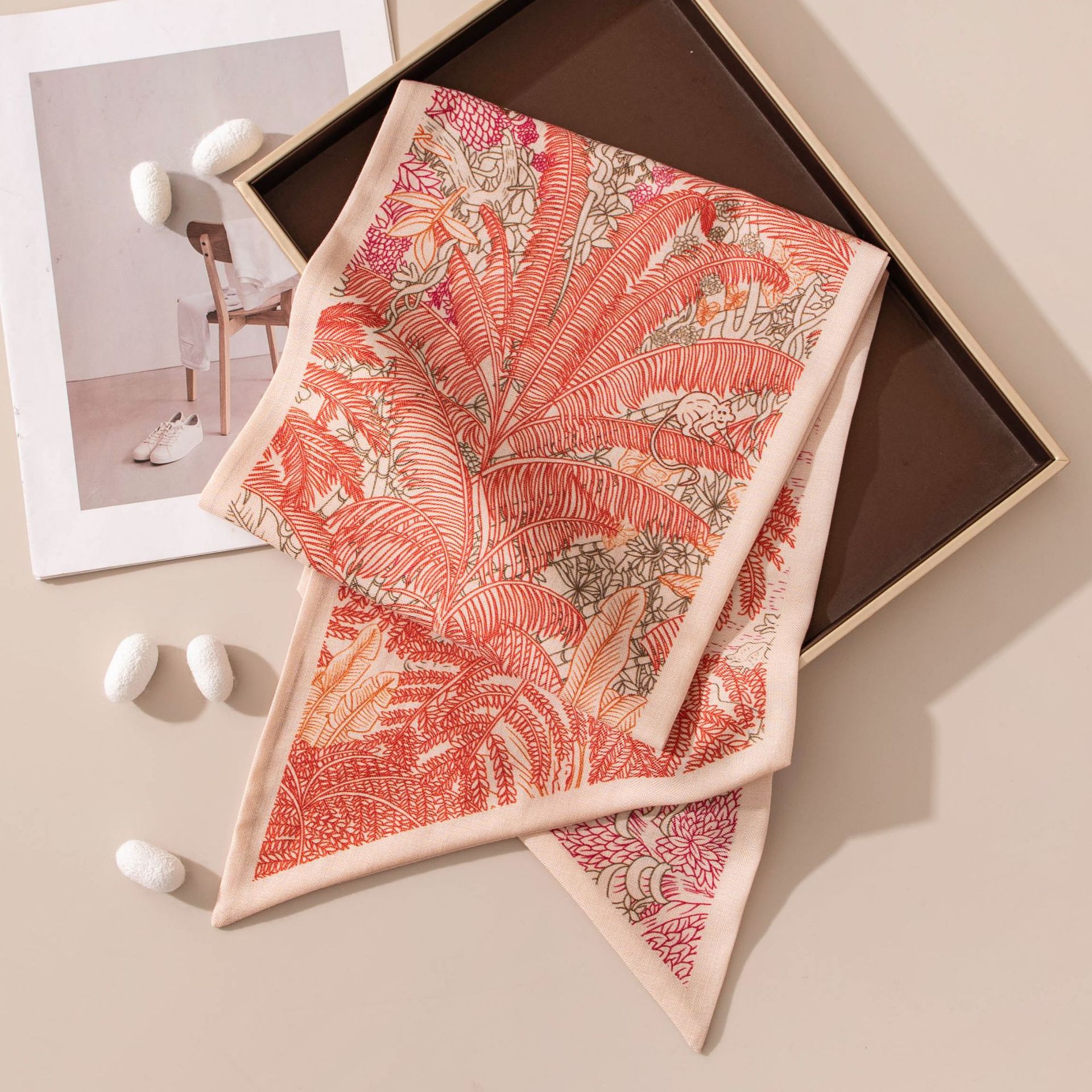 The Double Layer Contrast Silk Wool Scarf - Image 3