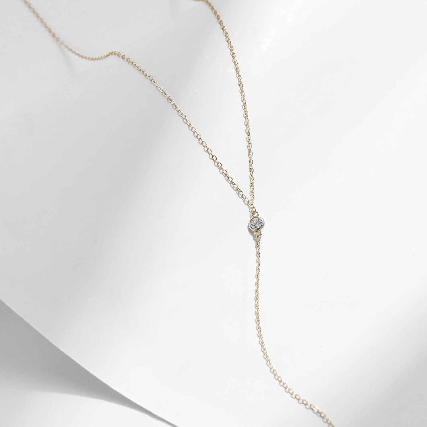 The 925 Sterling Silver Diamond Minimalist Long Chain Necklace - Image 4