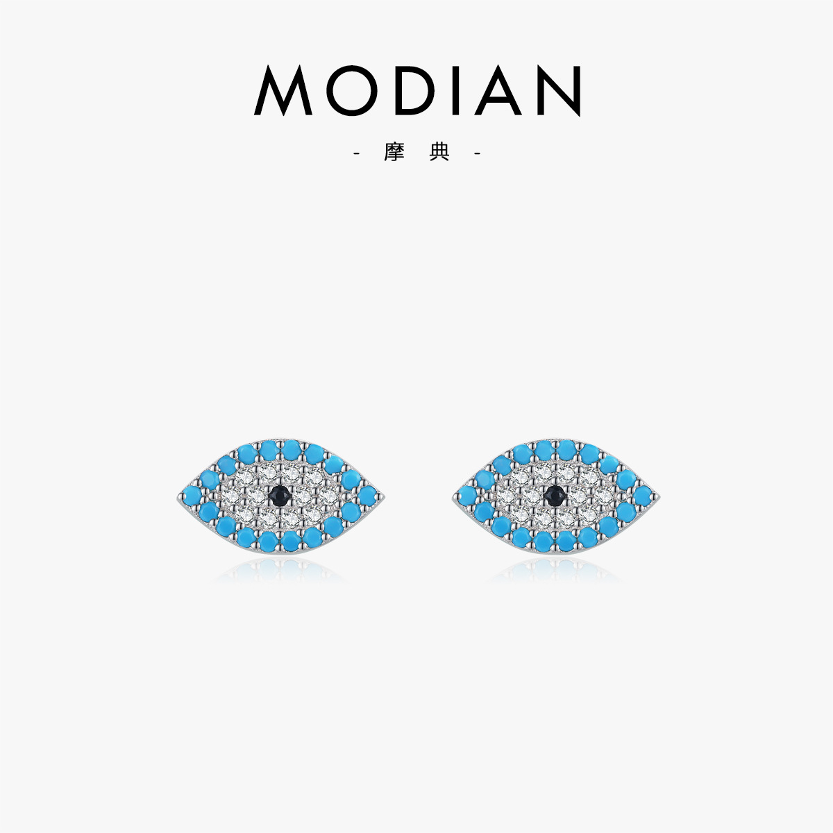The Sterling Silver Turquoise Stud Earrings with Evil Eye Design