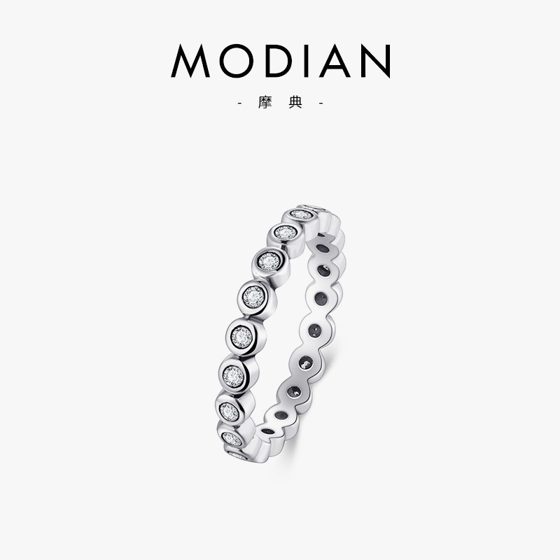 The S925 Sterling Silver Rhinestone Stackable Ring
