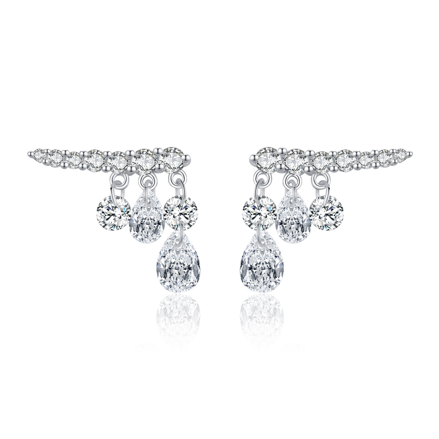The S925 Sterling Silver Drop Earrings with Diamond Accents - Image 5