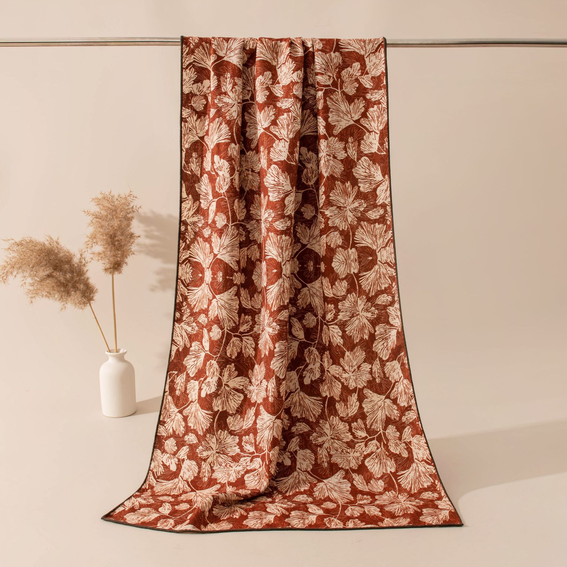 The Silk Wool Ginkgo Leaf Long Shawl - Image 3