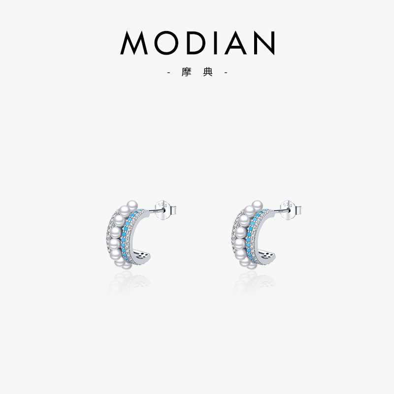 The S925 Sterling Silver Turquoise Pearl Earrings