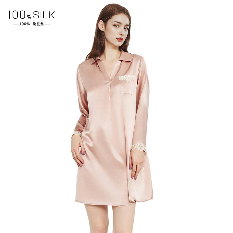 The 100% Mulberry Silk Long Sleeve Shirt Dress - Image 5
