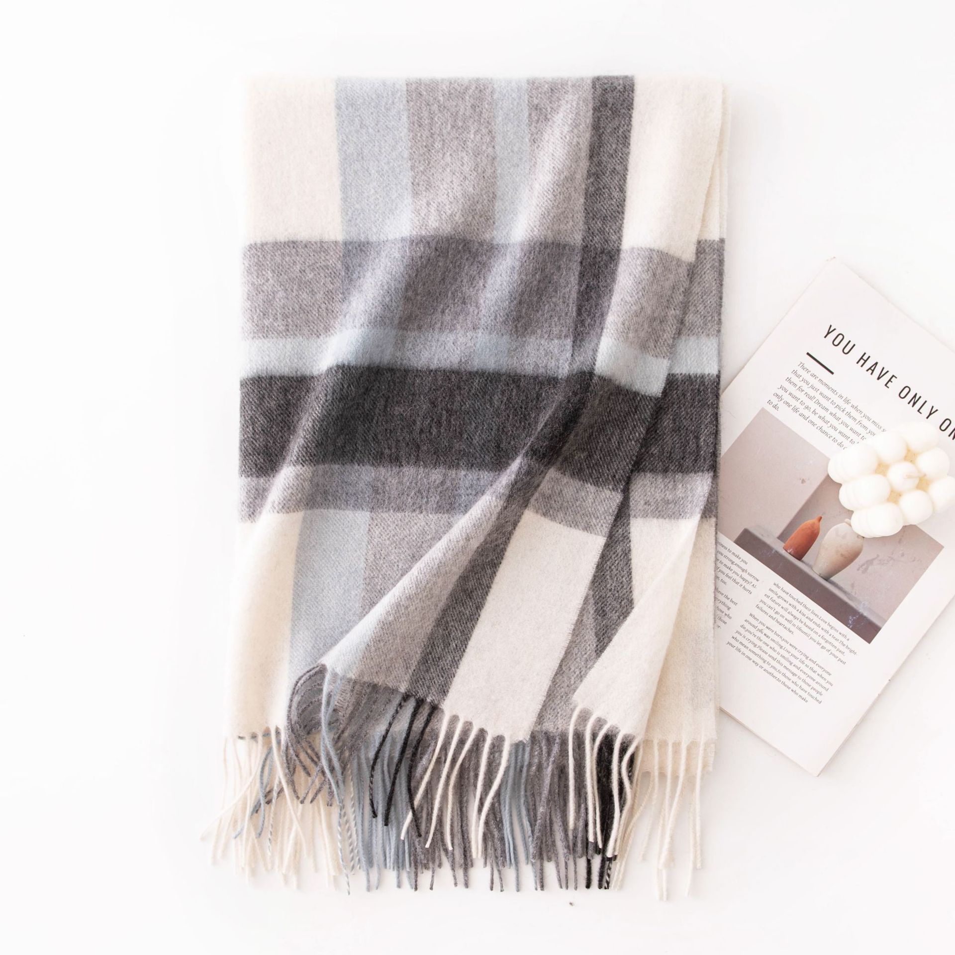 The Cashmere Plaid Scarf Shawl - Image 5