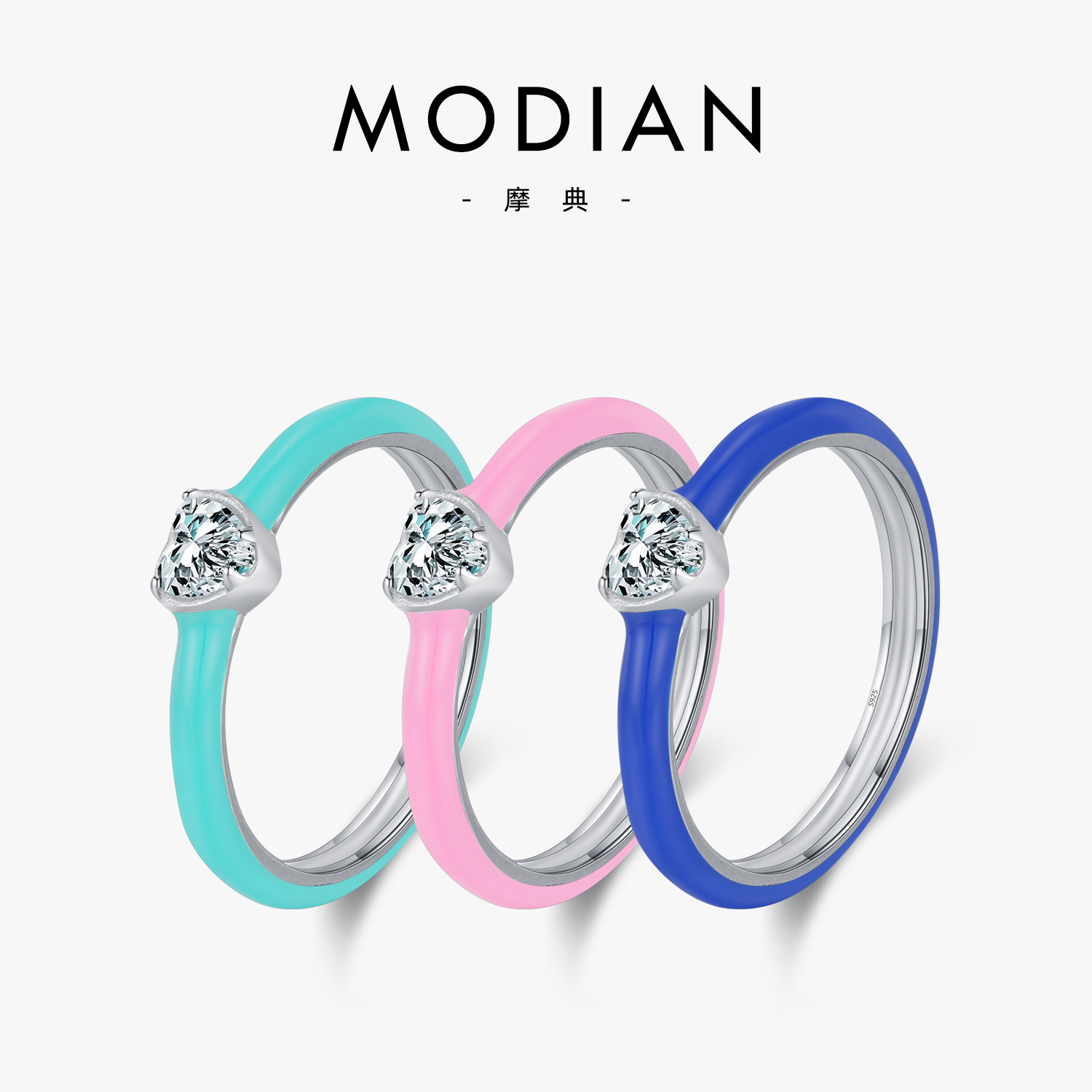 The Colorful Epoxy Heart Rhinestone Ring