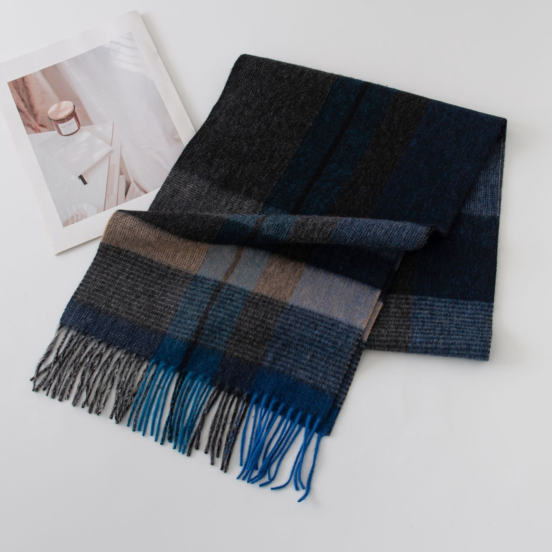 FHY24-7019-5 Blue Camel Black Plaid