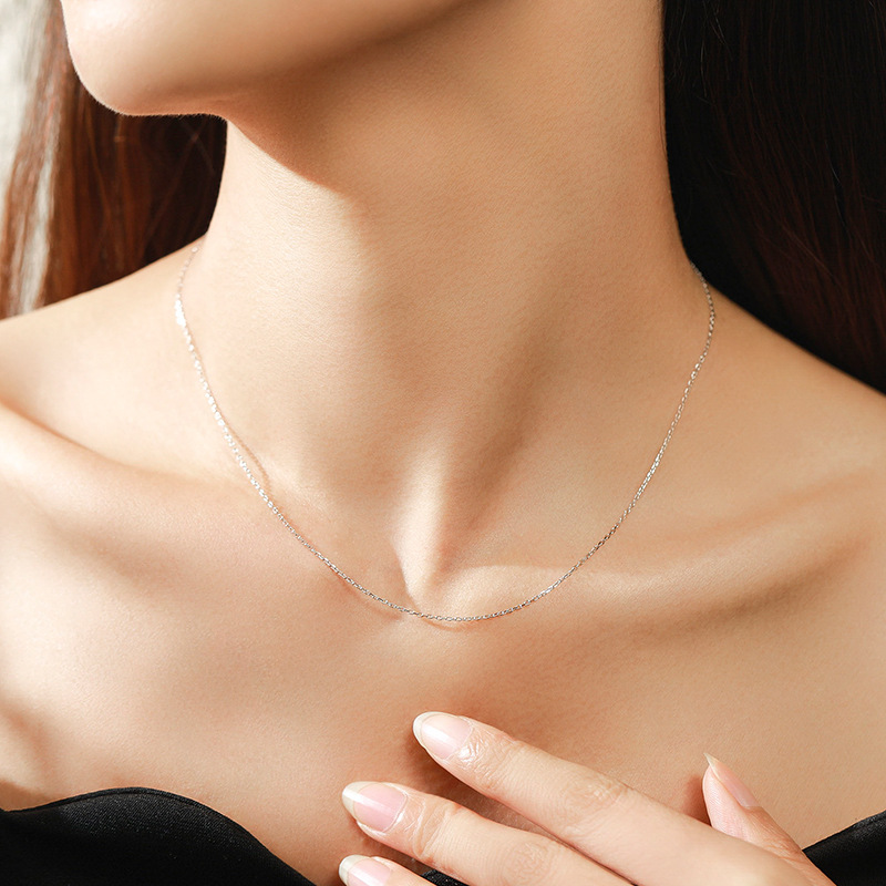 The S925 Sterling Silver Heart Snake Bone Chain Necklace - Image 4
