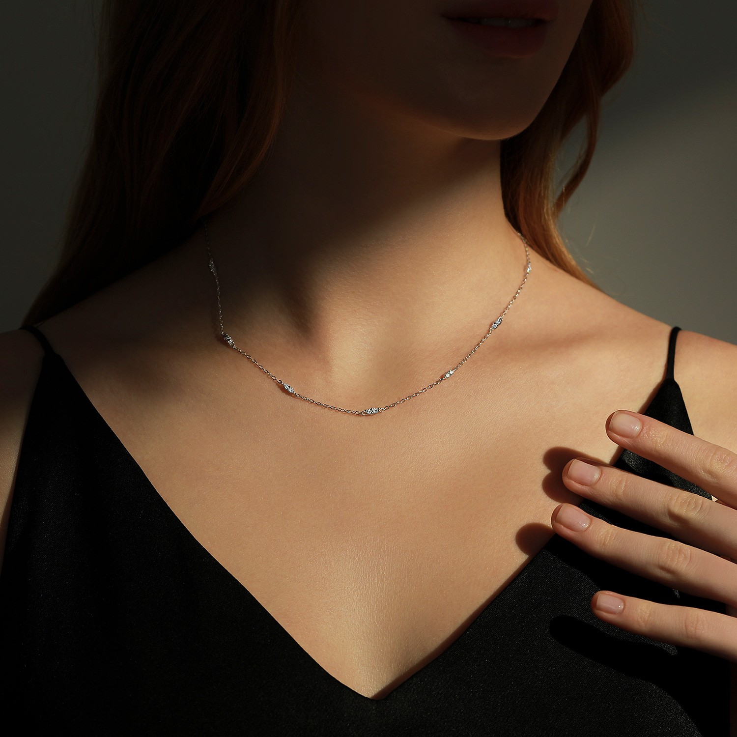 The S925 Sterling Silver Rhinestone Choker Necklace - Image 2