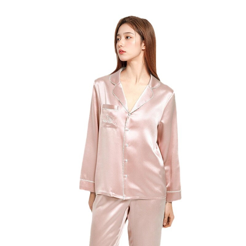 The Embroidered 100% Mulberry Silk Pajama Set - Image 5