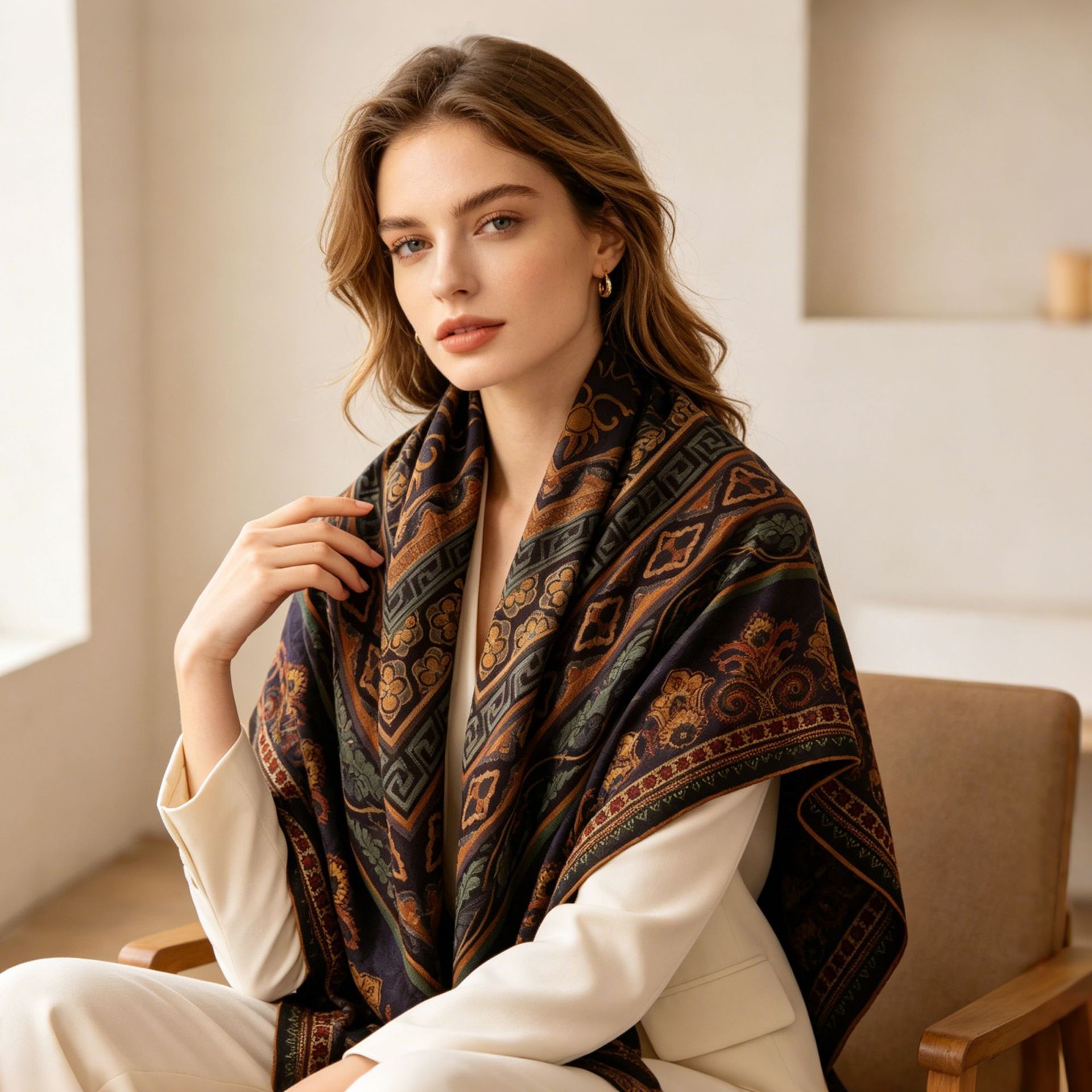The Heavy Silk Yarn Guofeng Large Shawl