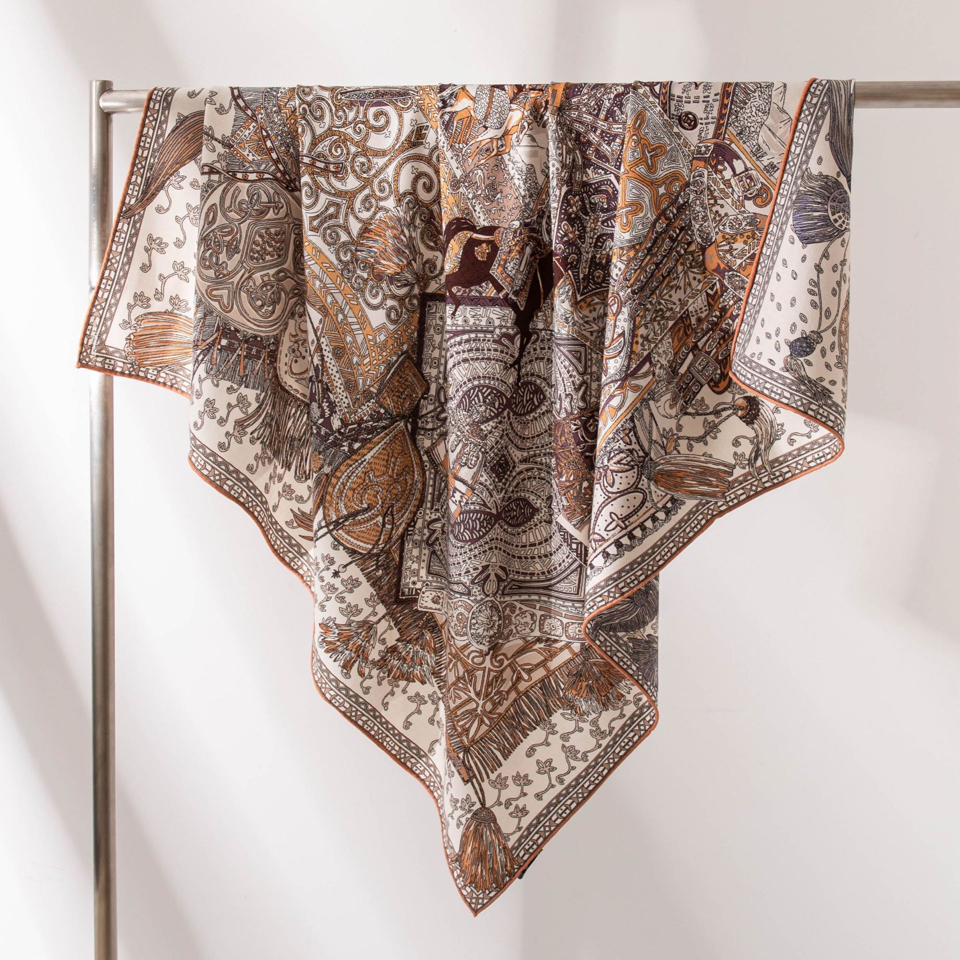 The Reversible Silk Wool Scarf with Knight Print