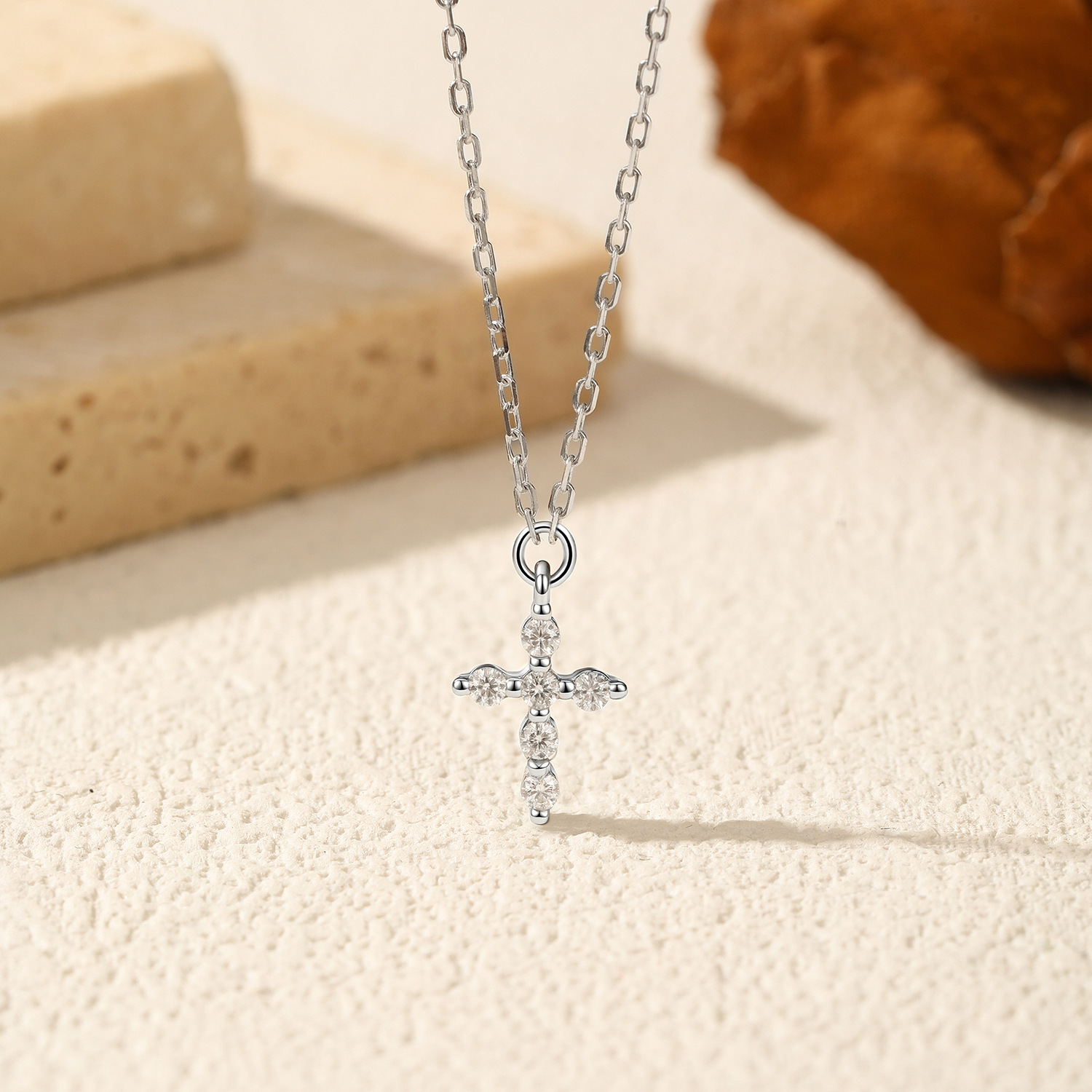 The D Color Moissanite S925 Sterling Silver Cross Necklace - Image 4