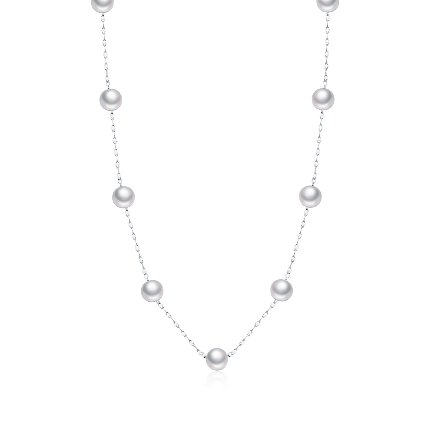 The S925 Sterling Silver Crystal Pearl Necklace - Image 5