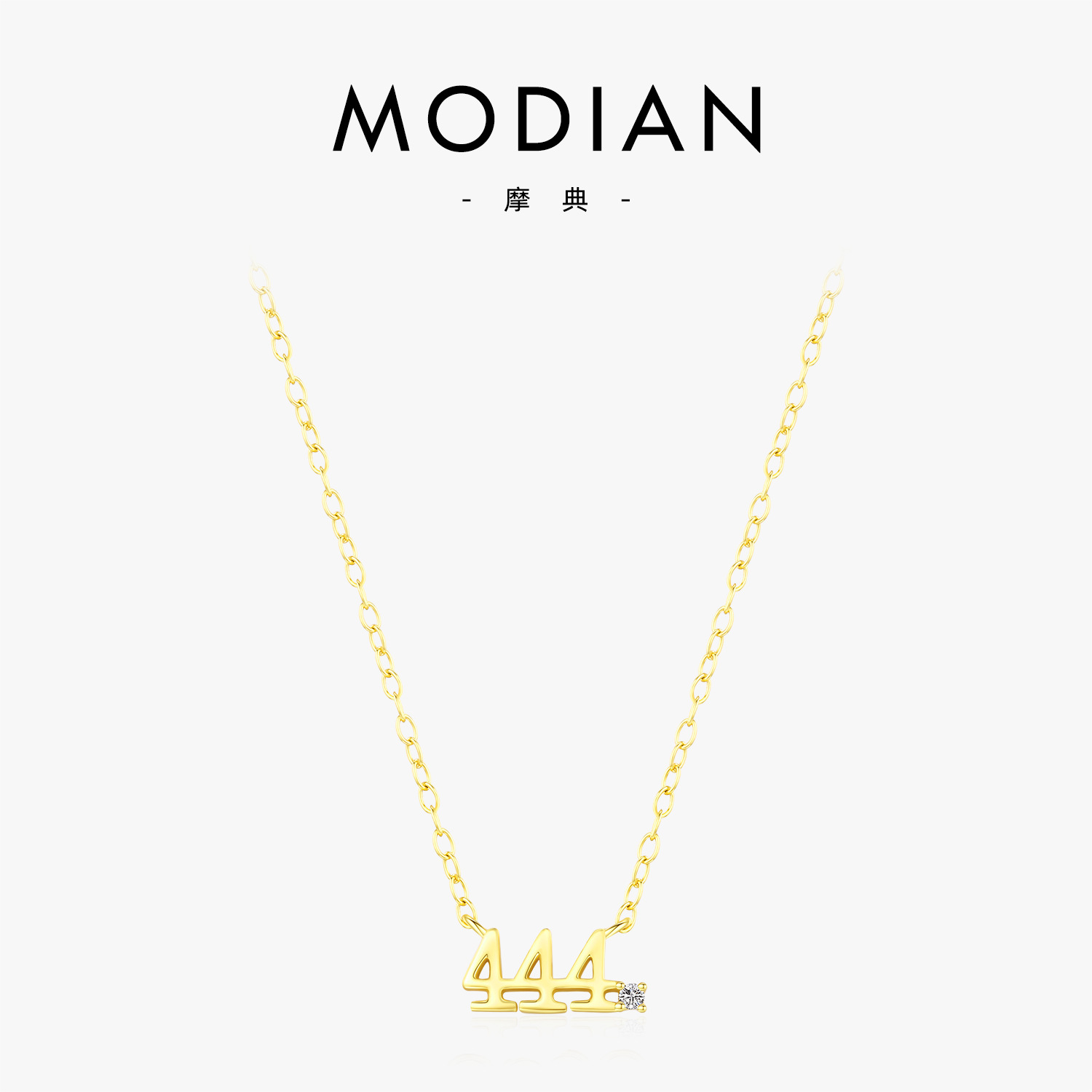 The 925 Sterling Silver Lucky Number 444 Collarbone Chain