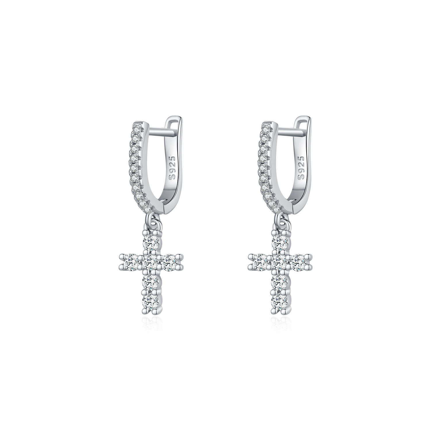 The D Color Moissanite S925 Silver Cross Earrings - Image 5