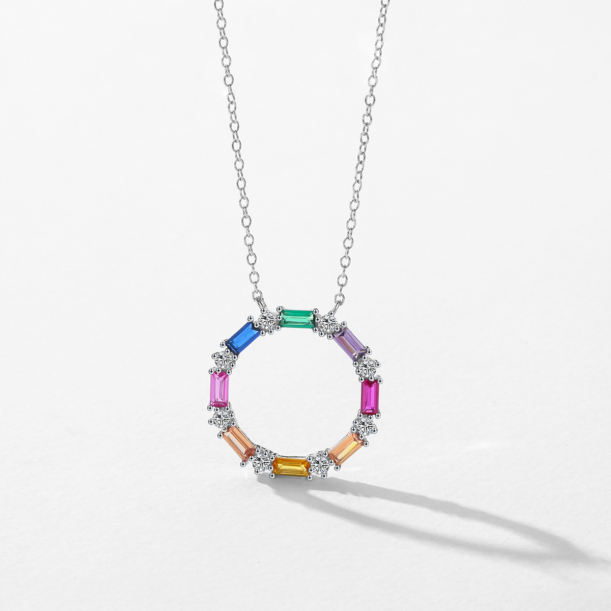 The Colorful Zircon Hollow Round Necklace - Image 4