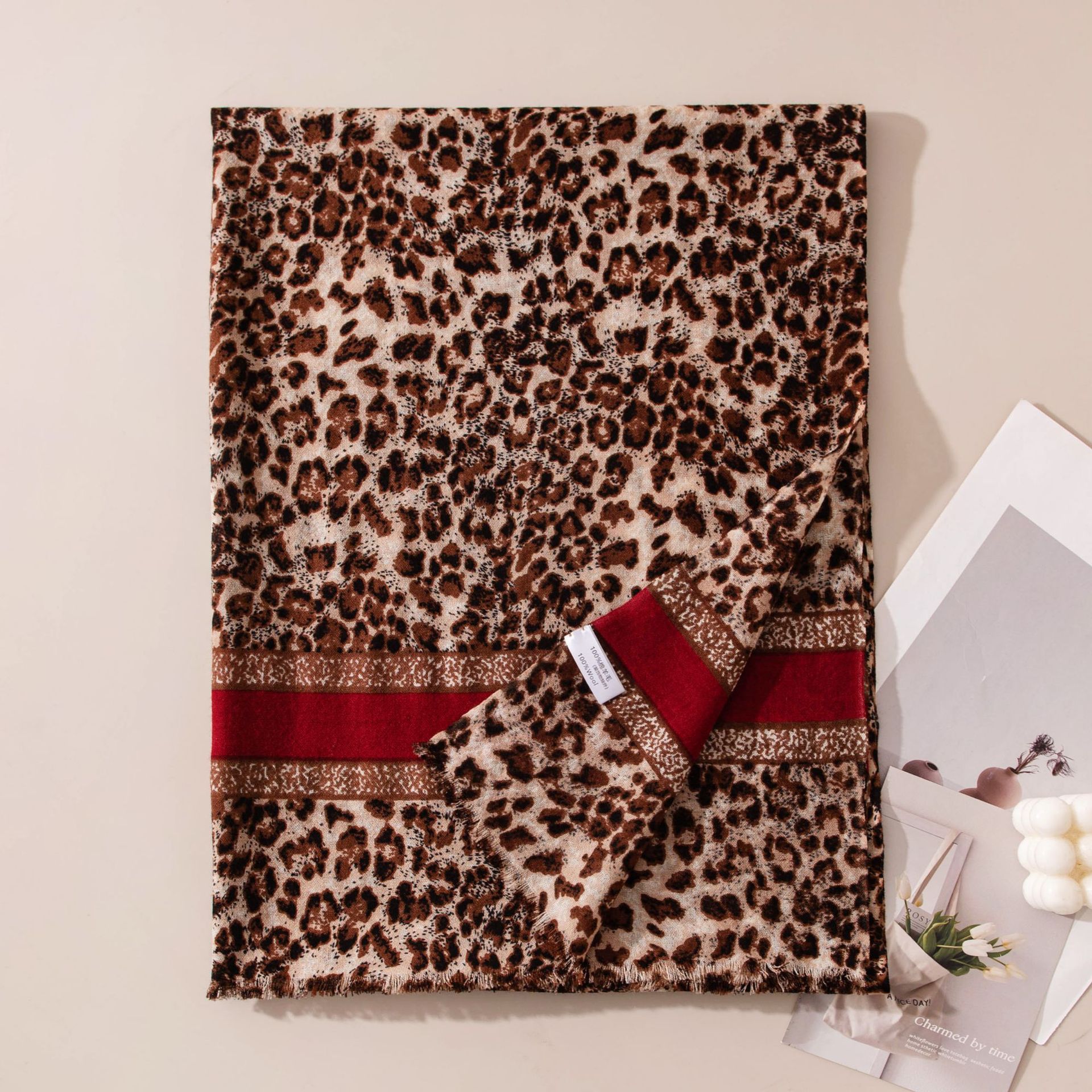 FHY26-7218-1 Red Stripe Leopard Print