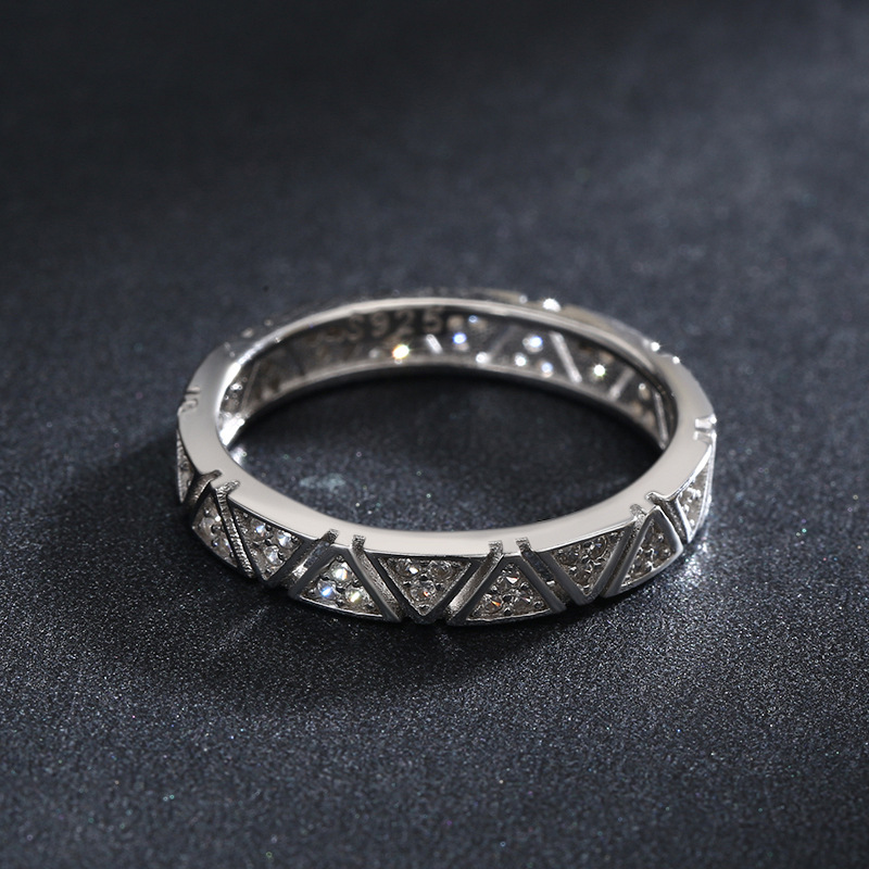 The S925 Sterling Silver Geometric Full Diamond Ring - Image 4