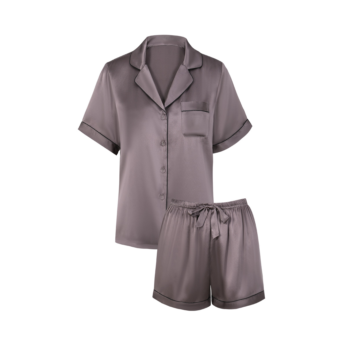 The 100% Mulberry Silk Short Sleeve Shorts Sleepwear Set - Image 3