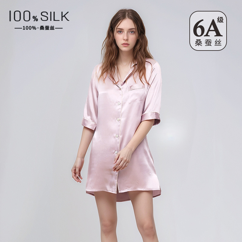The 100% Mulberry Silk Midi Shirt Dress - Image 2